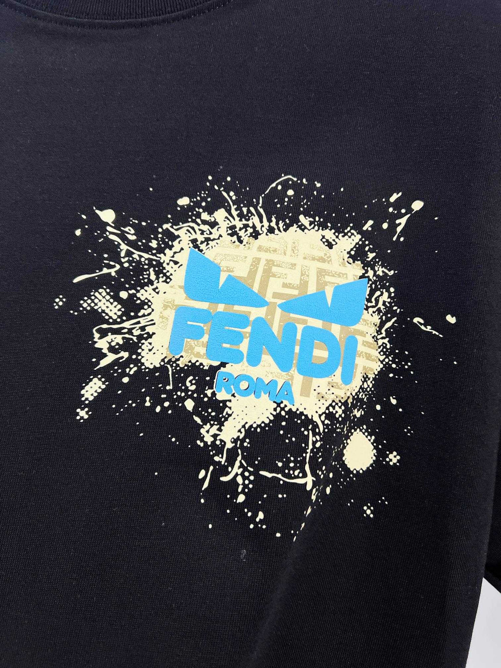 Fendi Inspired 300G Crew Neck T-shirt with Flocked Monster Eyes